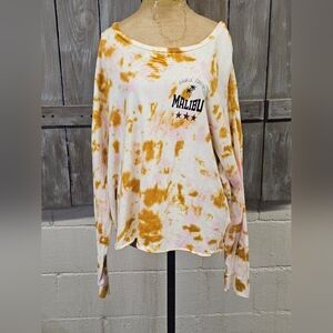 Grayson‎ Threads Tie Dye Crop Long Sleeve Cotton T Shirt Sz 2X Santa Cruz Malibu